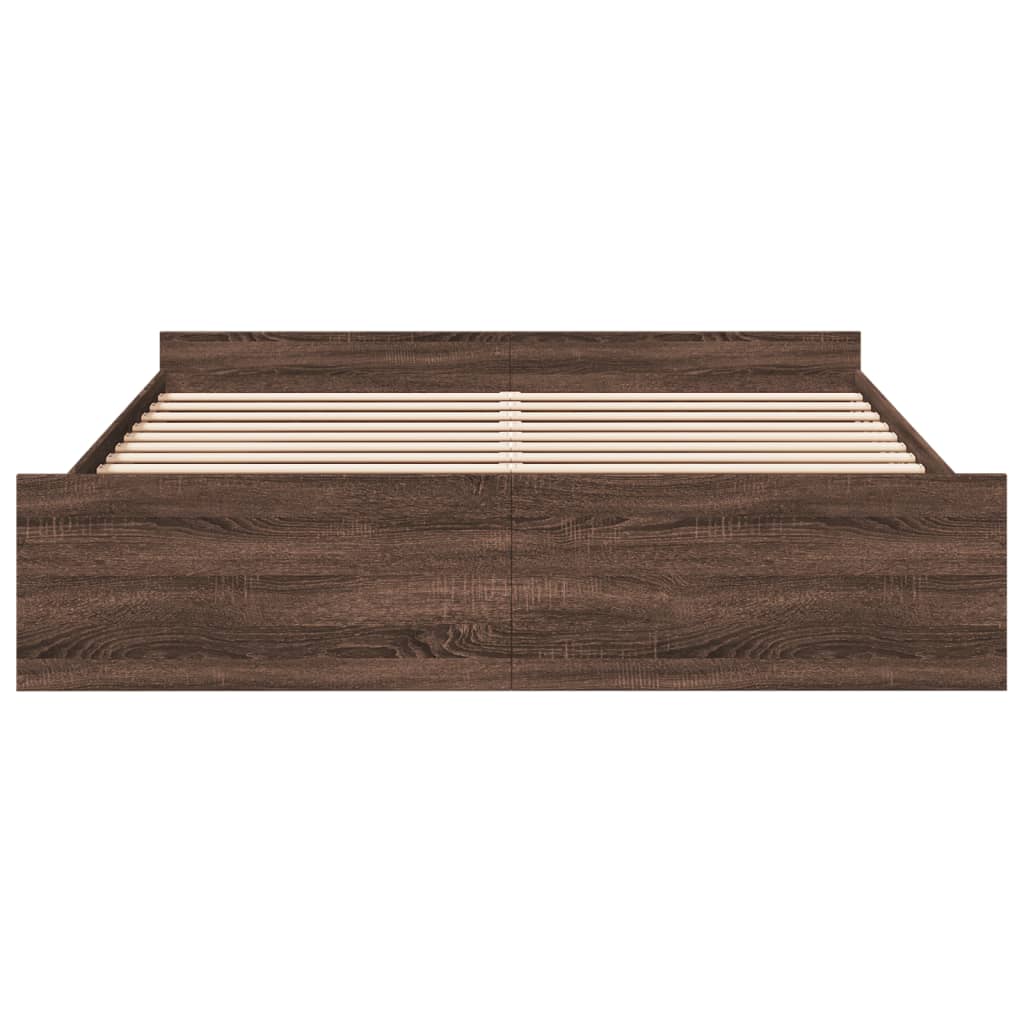Bed Frame with Drawers without Mattress Brown Oak 200x200 cm