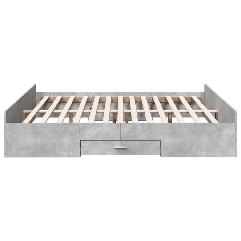 Bed Frame with Drawers without Mattress Concrete Grey 180x200 cm Super King