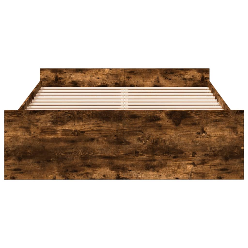 Bed Frame with Drawers without Mattress Smoked Oak 120x200 cm