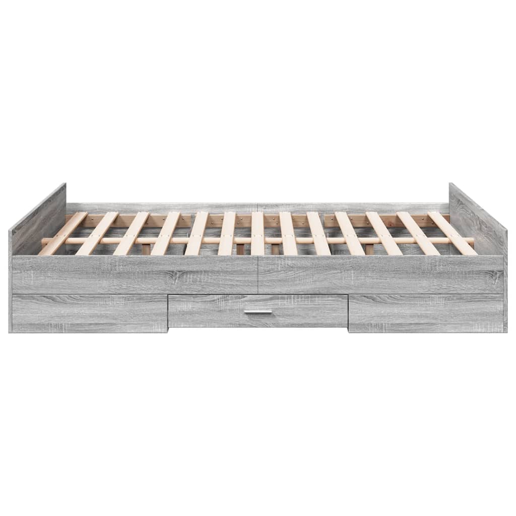 Bed Frame with Drawers without Mattress Grey Sonoma 120x200 cm