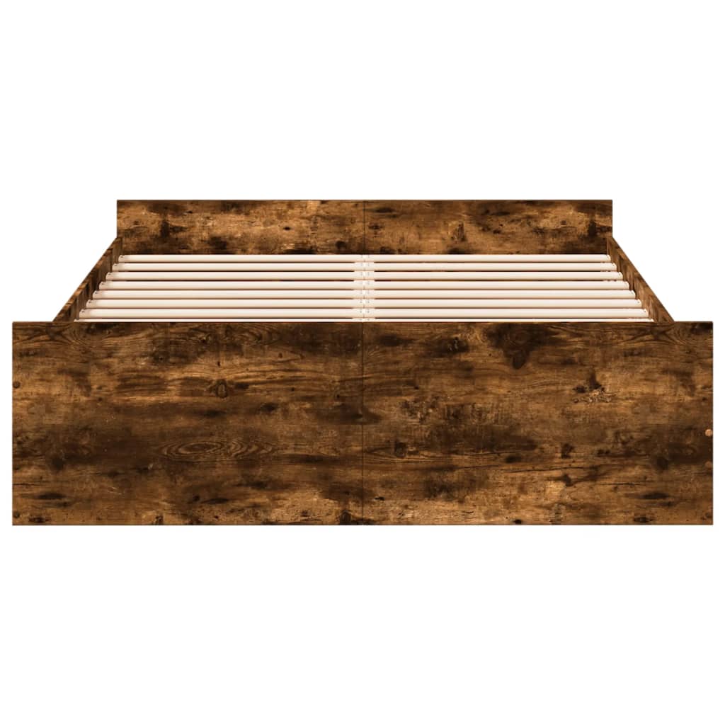Bed Frame with Drawers without Mattress Smoked Oak 140x190 cm