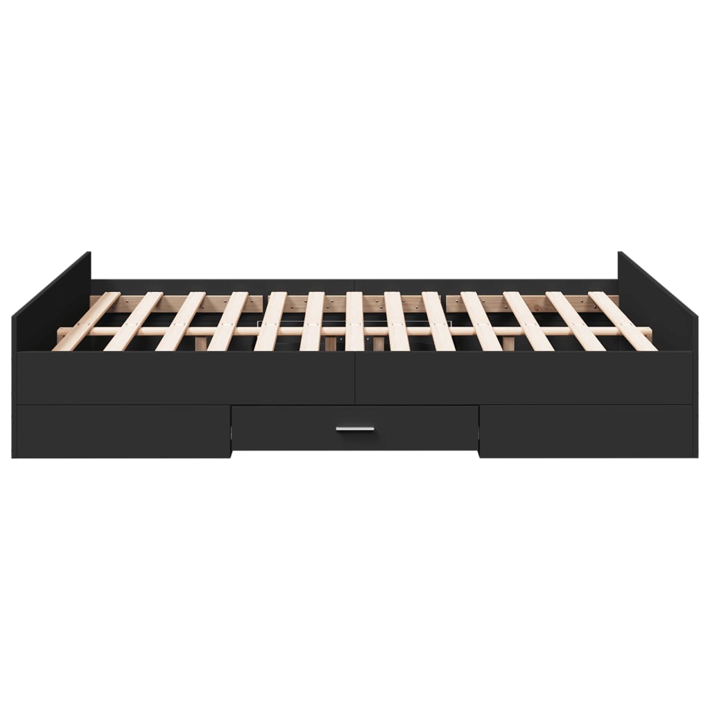 Bed Frame with Drawers without Mattress Black 135x190 cm Double