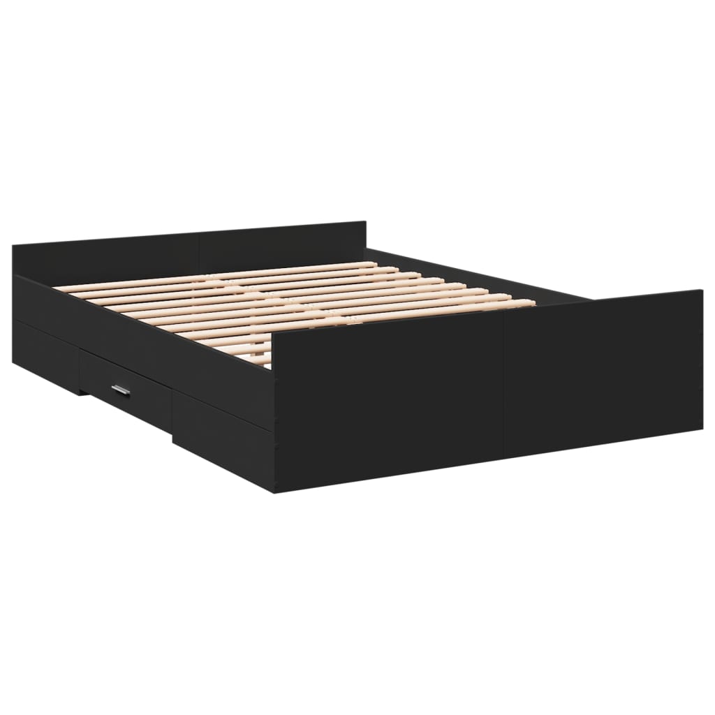 Bed Frame with Drawers without Mattress Black 135x190 cm Double