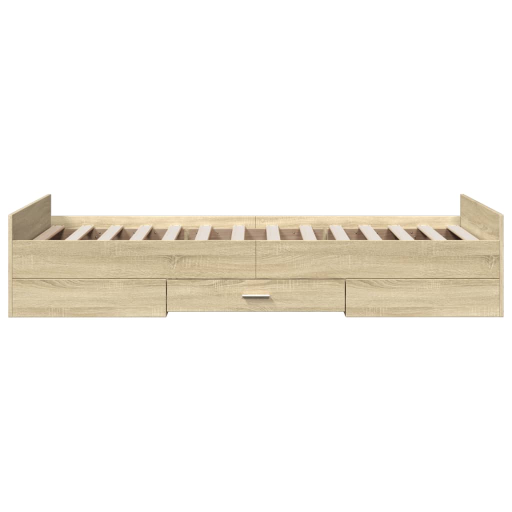 Bed Frame with Drawers without Mattress Sonoma Oak 90x190 cm Single