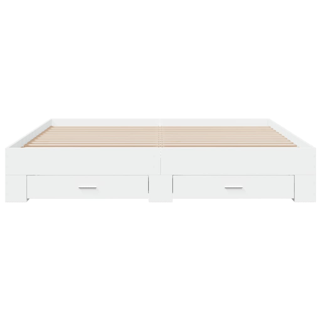 Bed Frame with Drawers without Mattress White 200x200 cm