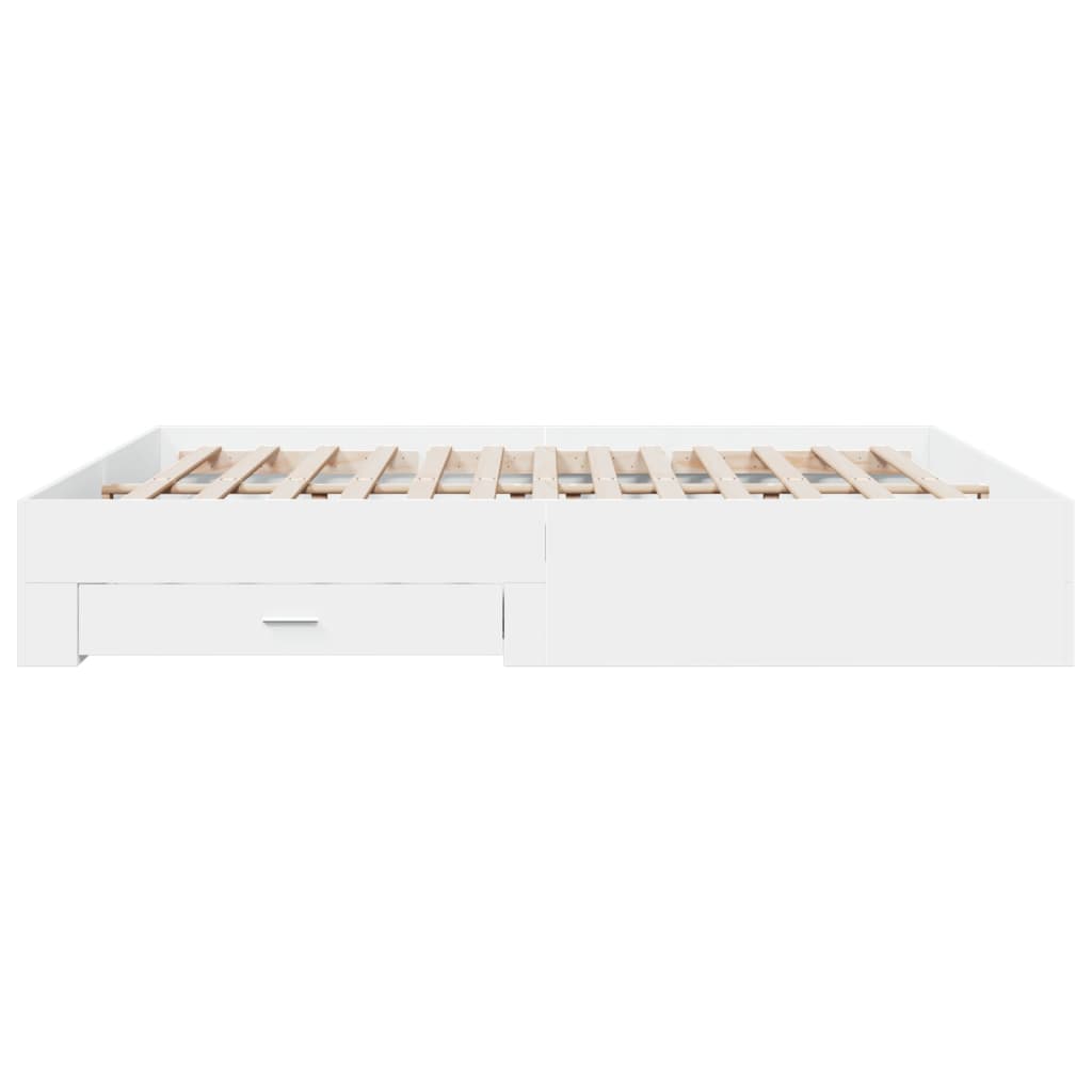 Bed Frame with Drawers without Mattress White 200x200 cm