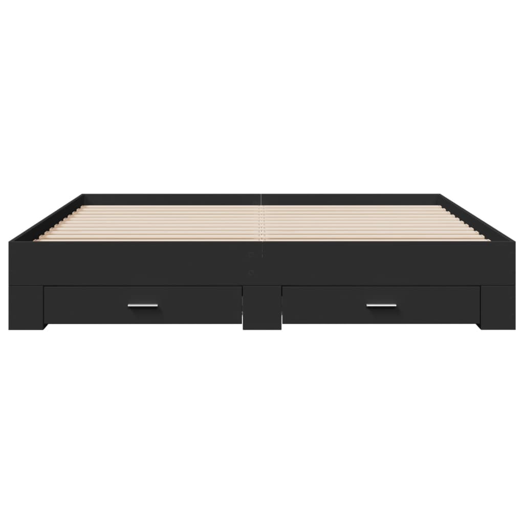 Bed Frame with Drawers without Mattress Black 200x200 cm