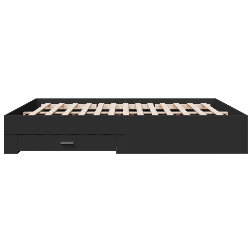 Bed Frame with Drawers without Mattress Black 200x200 cm