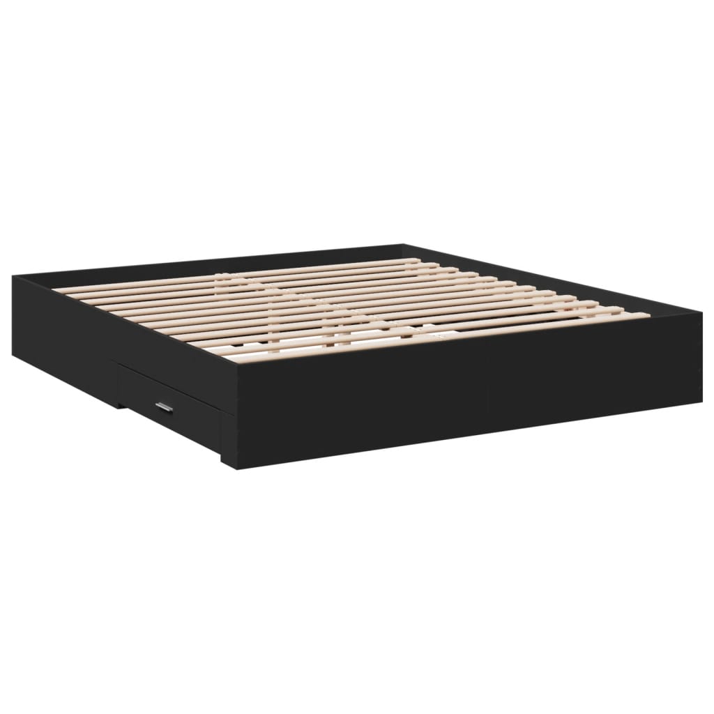 Bed Frame with Drawers without Mattress Black 200x200 cm