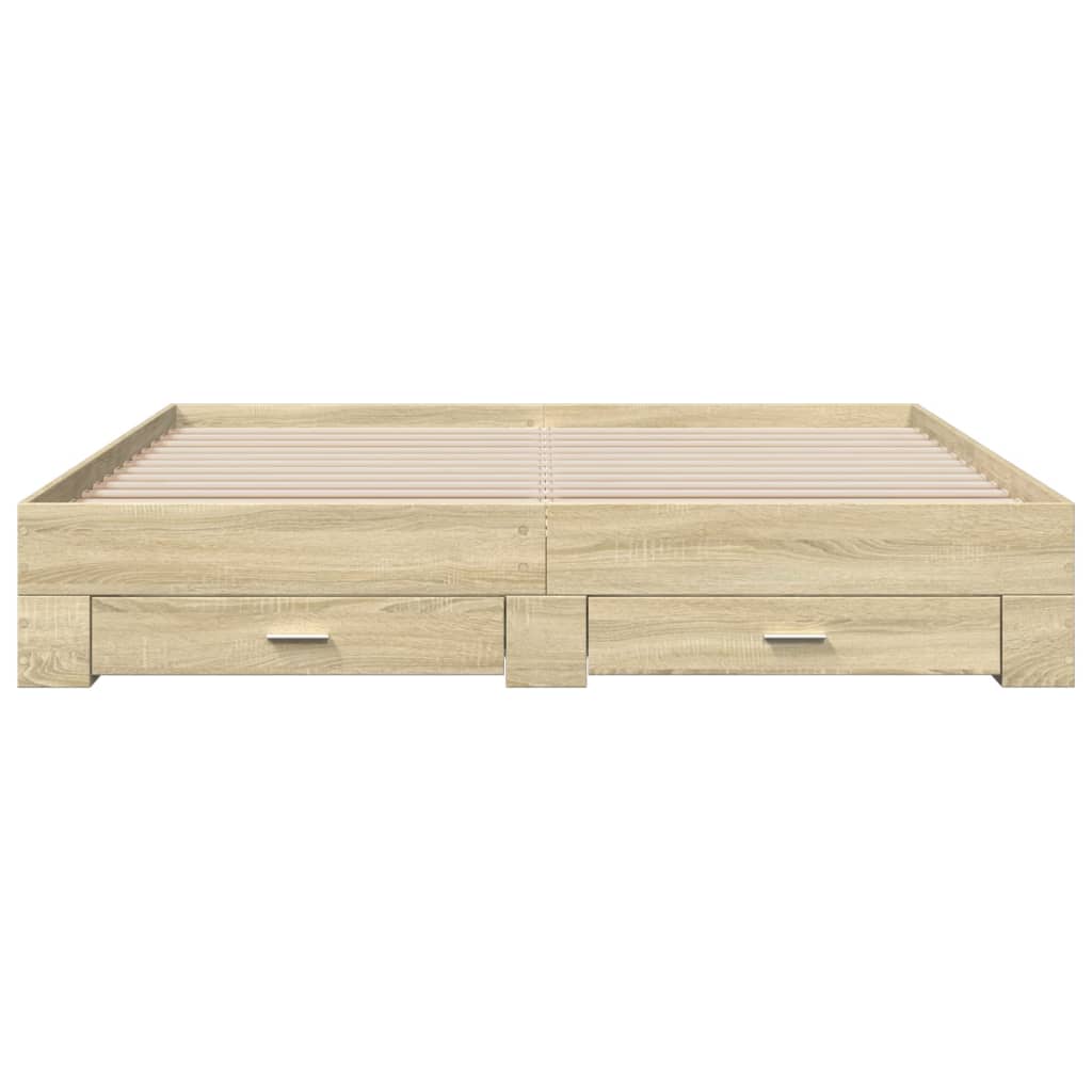 Bed Frame with Drawers without Mattress Sonoma Oak 200x200 cm