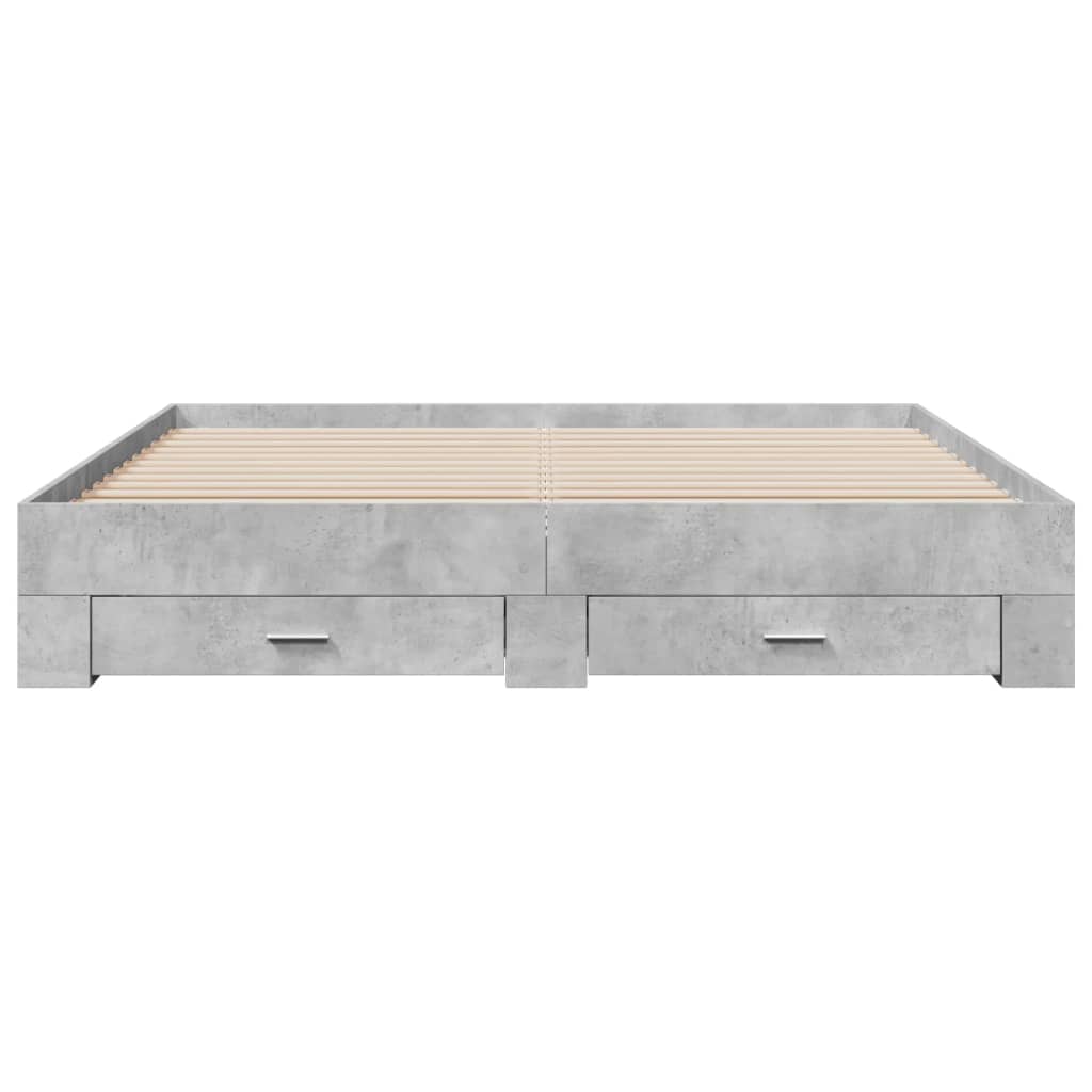Bed Frame with Drawers without Mattress Concrete Grey 200x200 cm