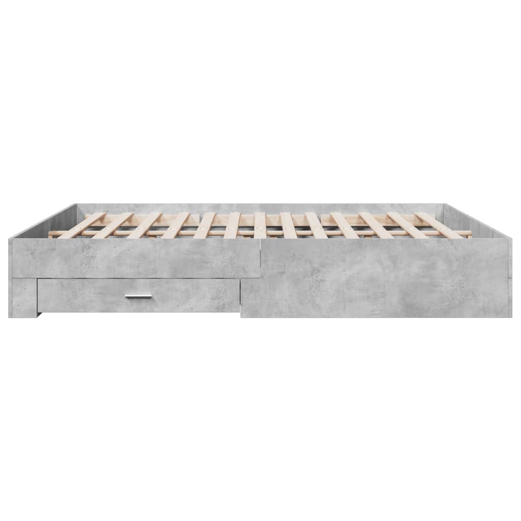 Bed Frame with Drawers without Mattress Concrete Grey 200x200 cm