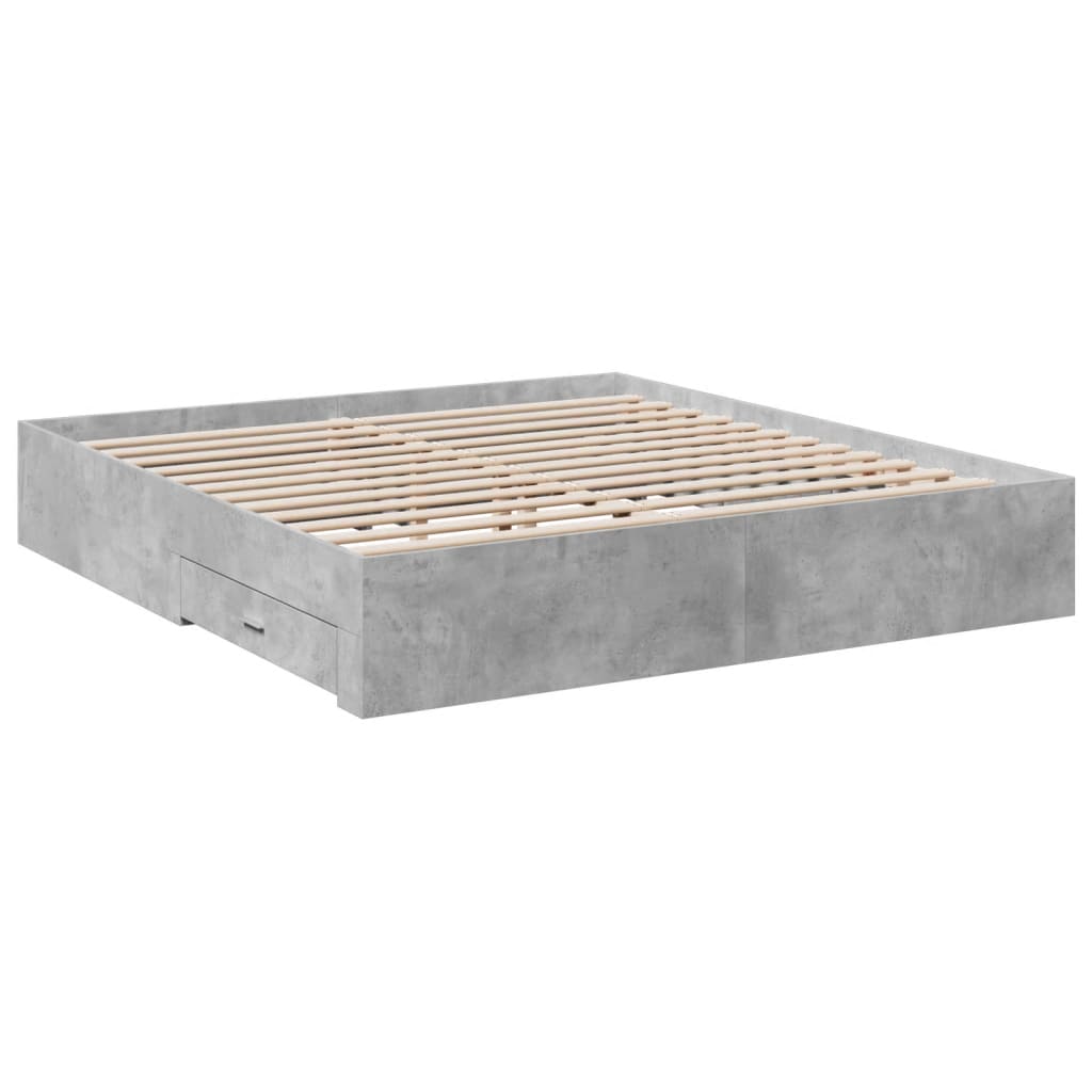 Bed Frame with Drawers without Mattress Concrete Grey 200x200 cm