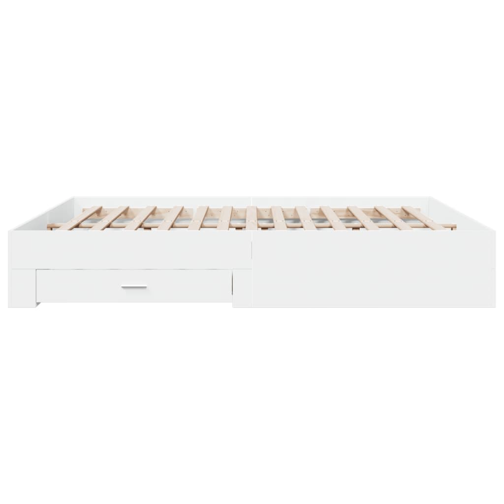 Bed Frame with Drawers without Mattress White 180x200 cm Super King