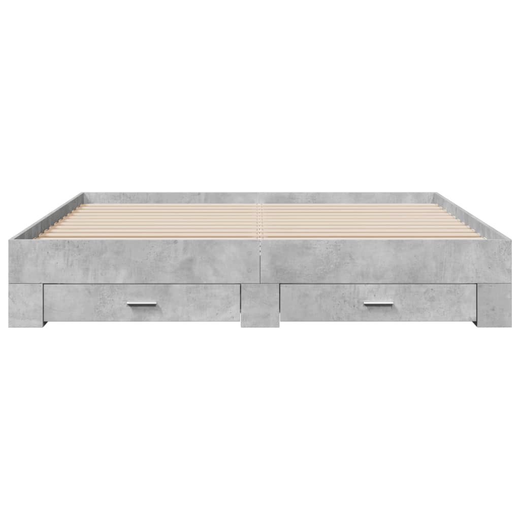 Bed Frame with Drawers without Mattress Concrete Grey 180x200 cm Super King