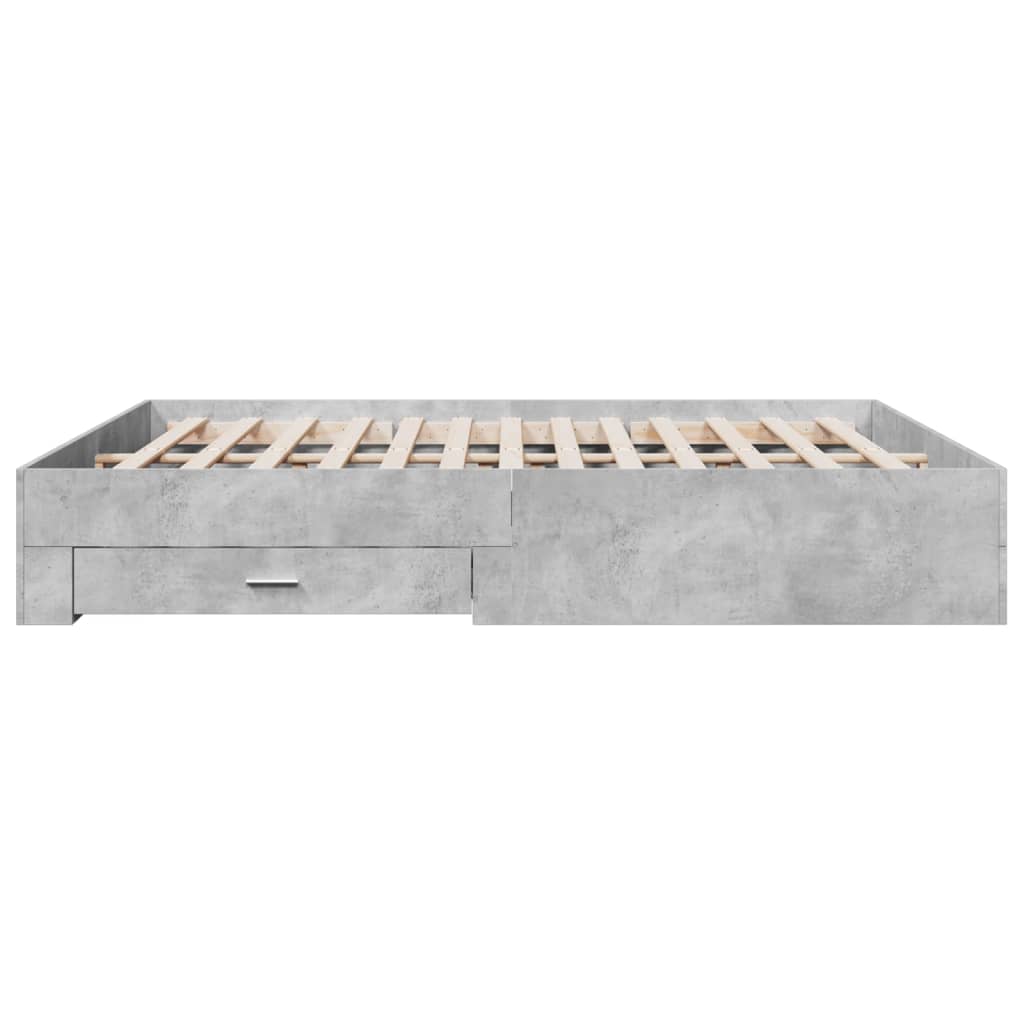 Bed Frame with Drawers without Mattress Concrete Grey 180x200 cm Super King