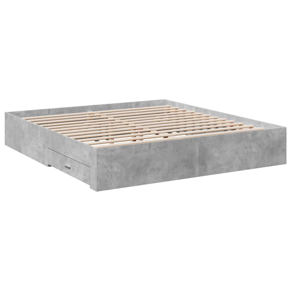 Bed Frame with Drawers without Mattress Concrete Grey 180x200 cm Super King