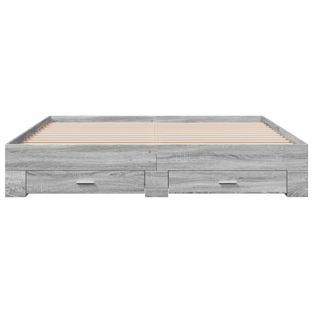 Bed Frame with Drawers without Mattress Grey Sonoma 180x200 cm Super King