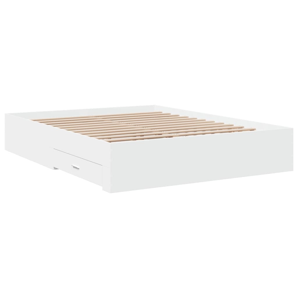 Bed Frame with Drawers without Mattress White 160x200 cm