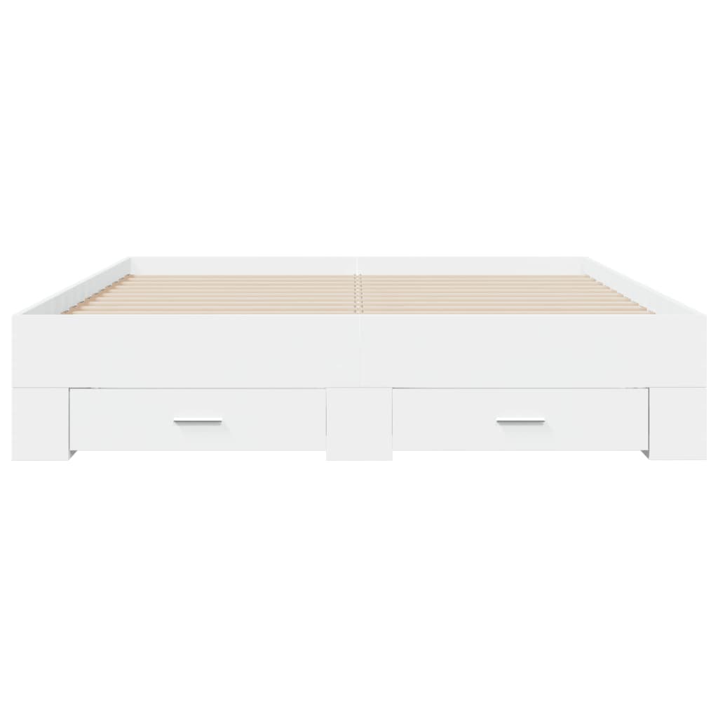 Bed Frame with Drawers without Mattress White 160x200 cm