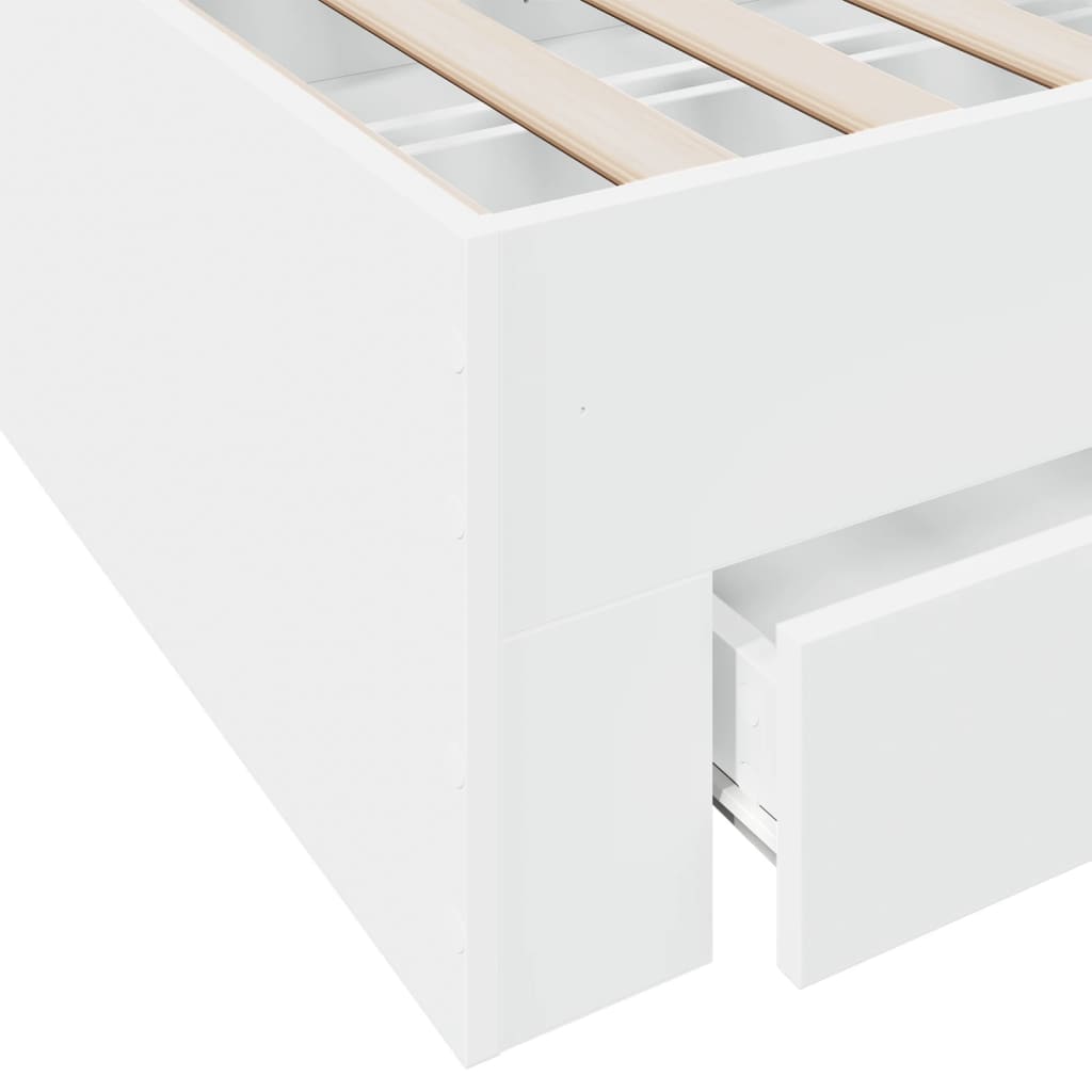 Bed Frame with Drawers without Mattress White 160x200 cm