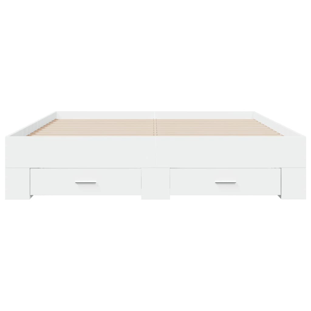 Bed Frame with Drawers without Mattress White 150x200 cm King Size