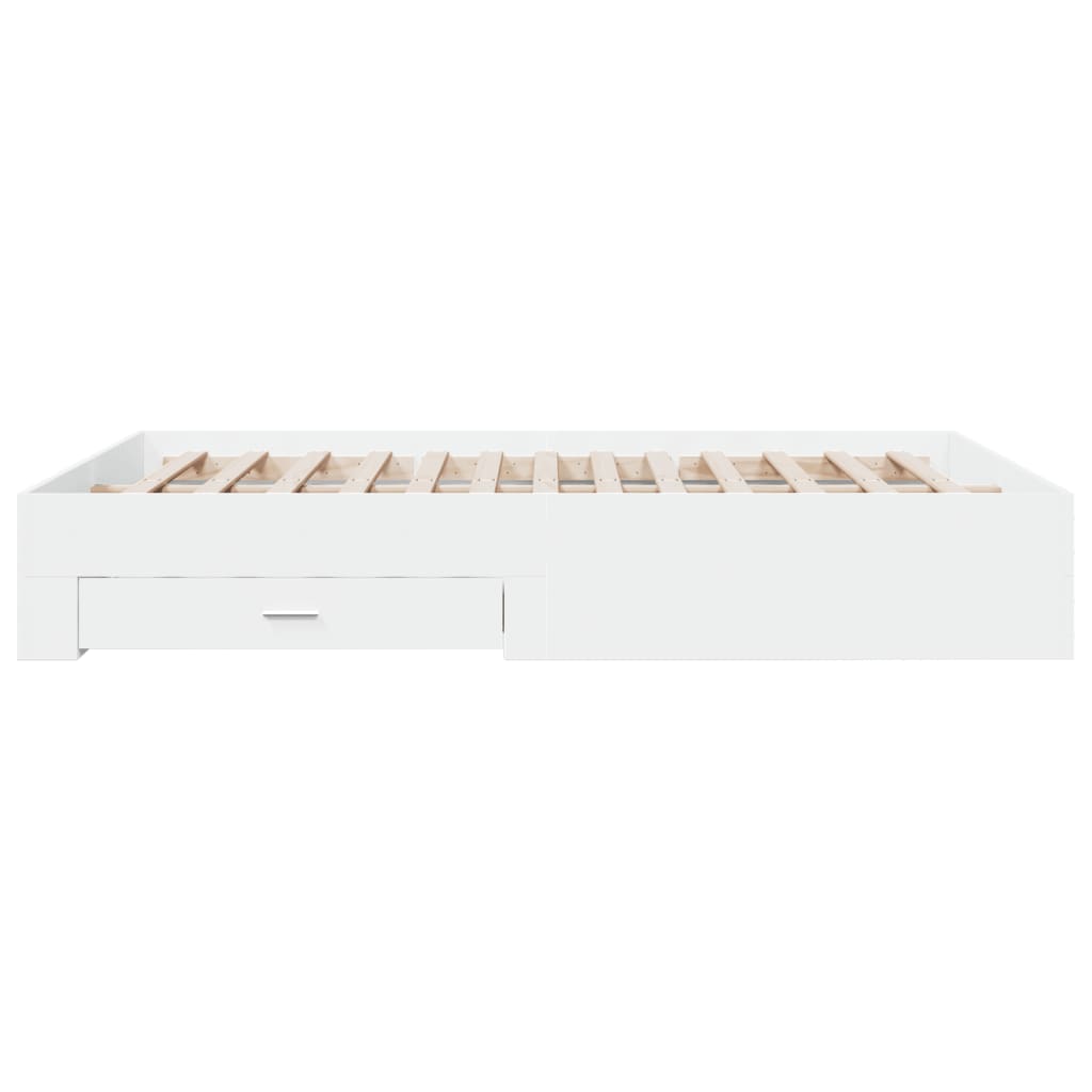 Bed Frame with Drawers without Mattress White 150x200 cm King Size