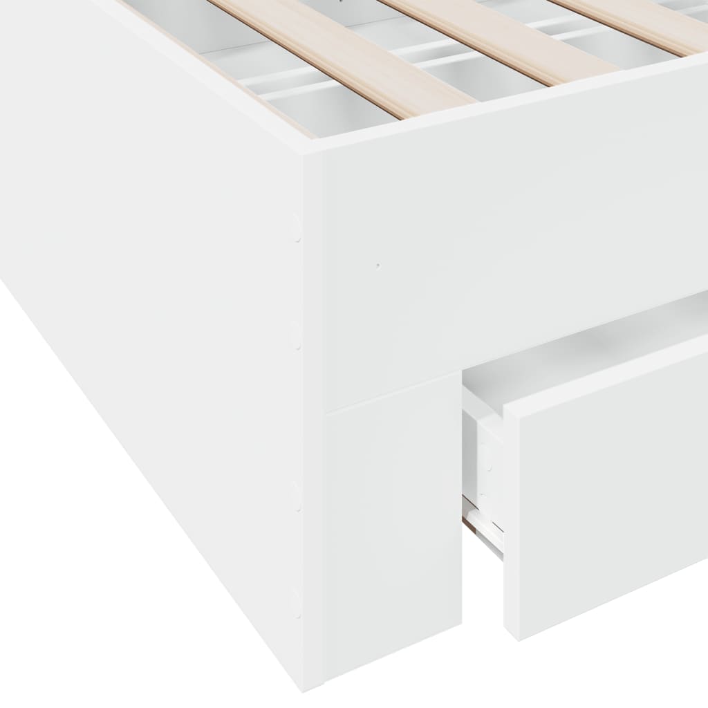 Bed Frame with Drawers without Mattress White 150x200 cm King Size