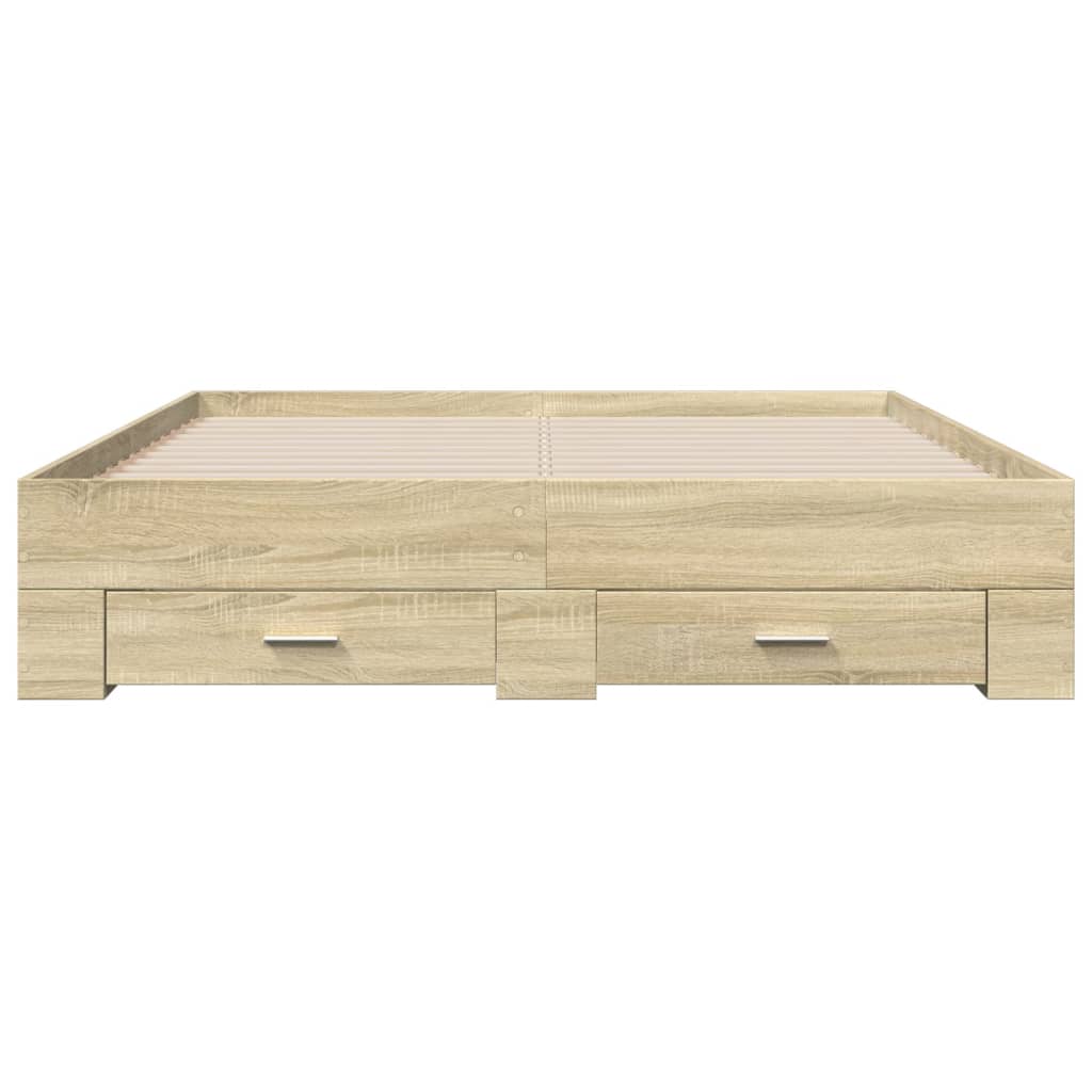 Bed Frame with Drawers without Mattress Sonoma Oak 150x200 cm King Size
