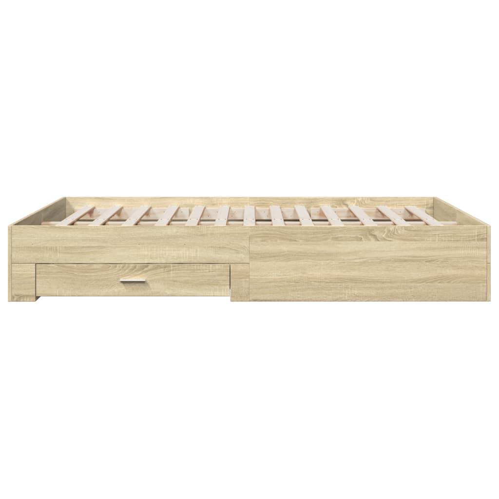 Bed Frame with Drawers without Mattress Sonoma Oak 150x200 cm King Size