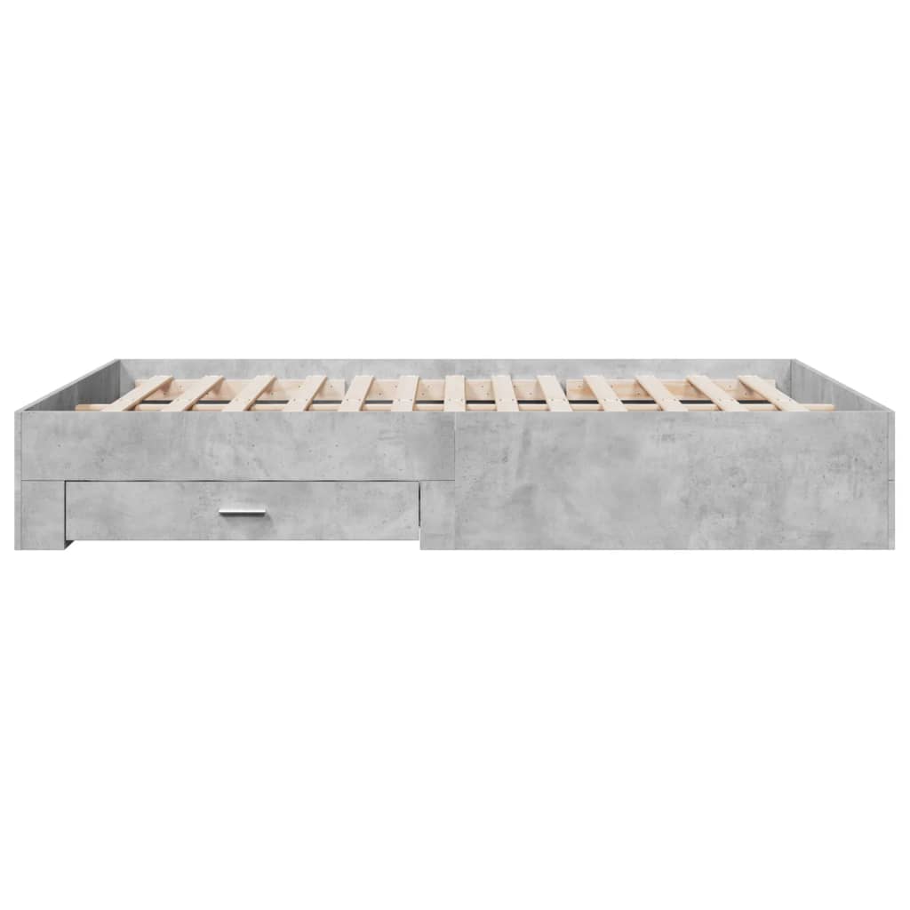 Bed Frame with Drawers without Mattress Concrete Grey 150x200 cm King Size