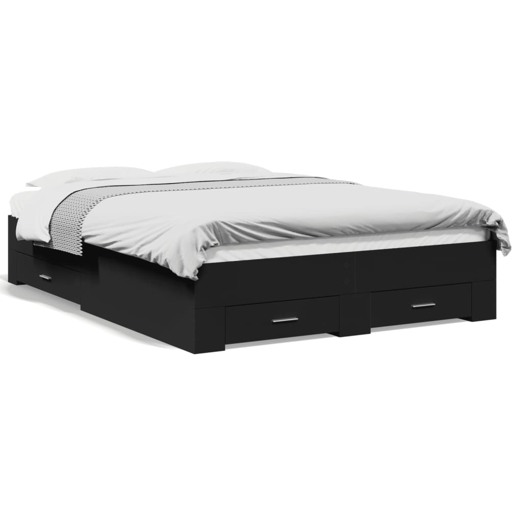 Bed Frame with Drawers without Mattress Black 120x200 cm