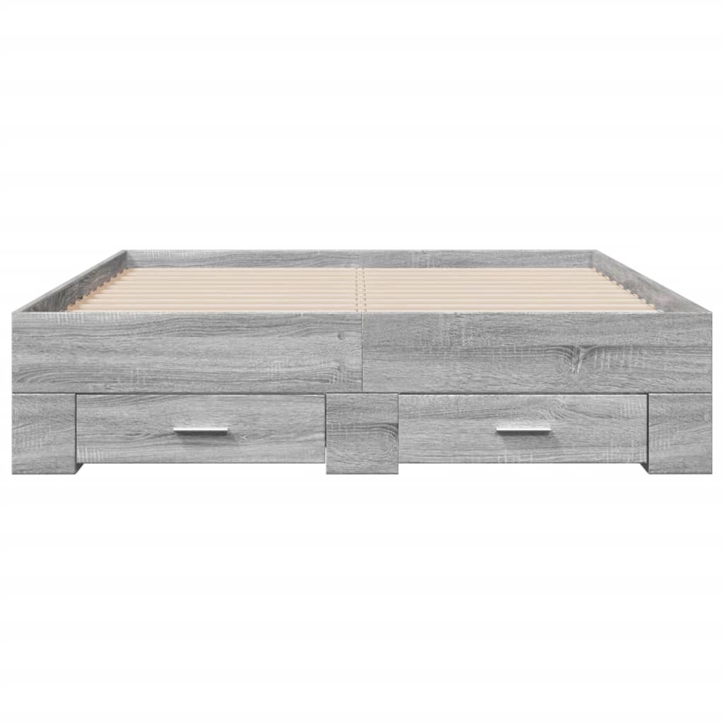 Bed Frame with Drawers without Mattress Grey Sonoma 120x200 cm