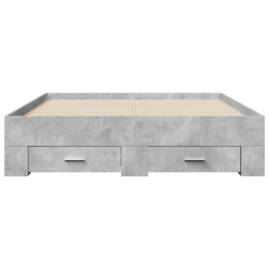 Bed Frame with Drawers without Mattress Concrete Grey 135x190 cm Double