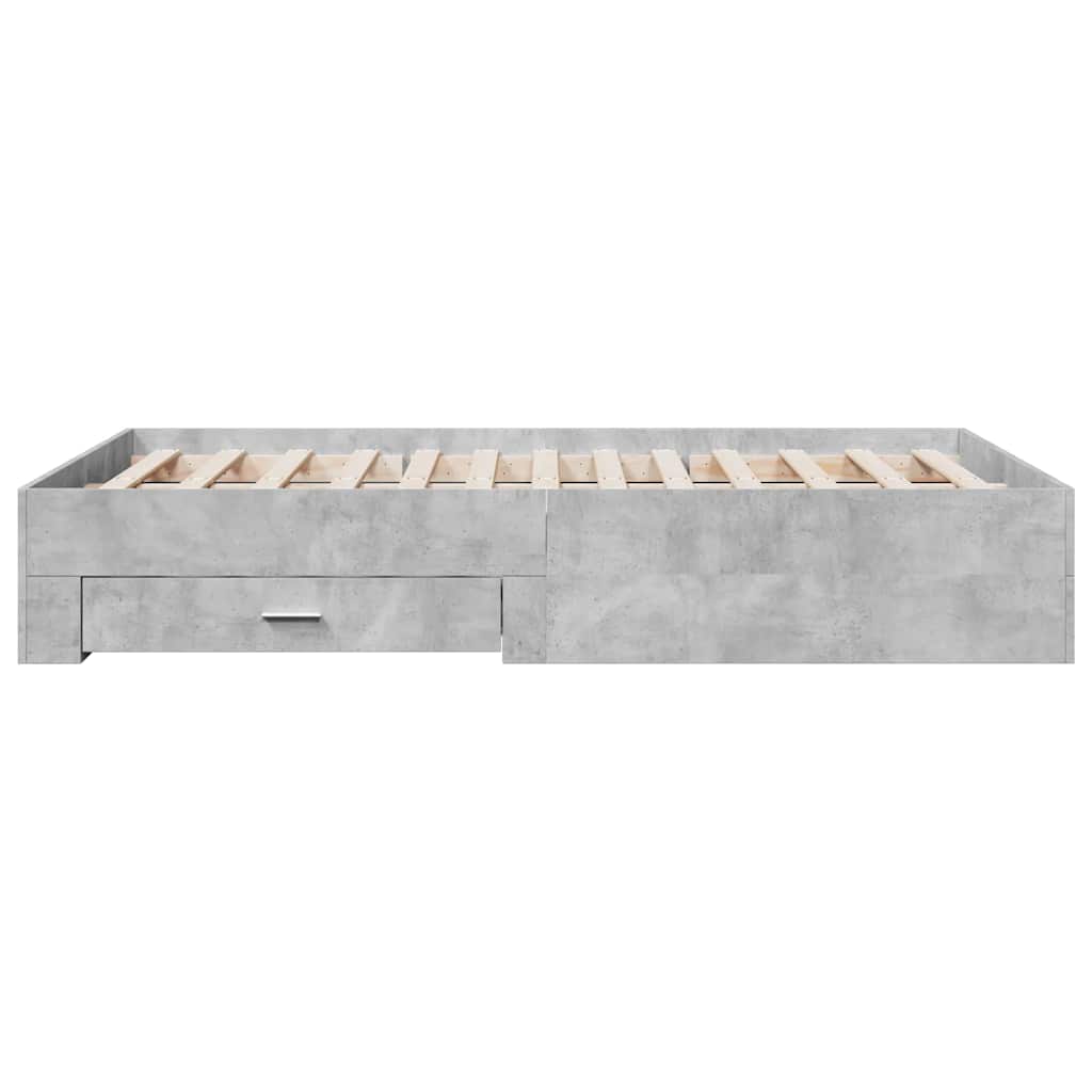 Bed Frame with Drawers without Mattress Concrete Grey 135x190 cm Double