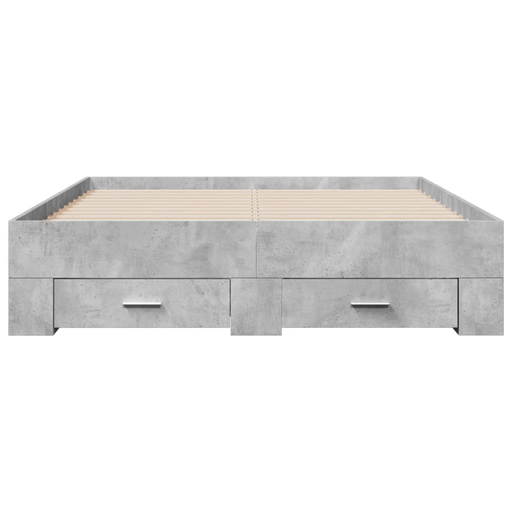 Bed Frame with Drawers without Mattress Concrete Grey 120x190 cm Small Double