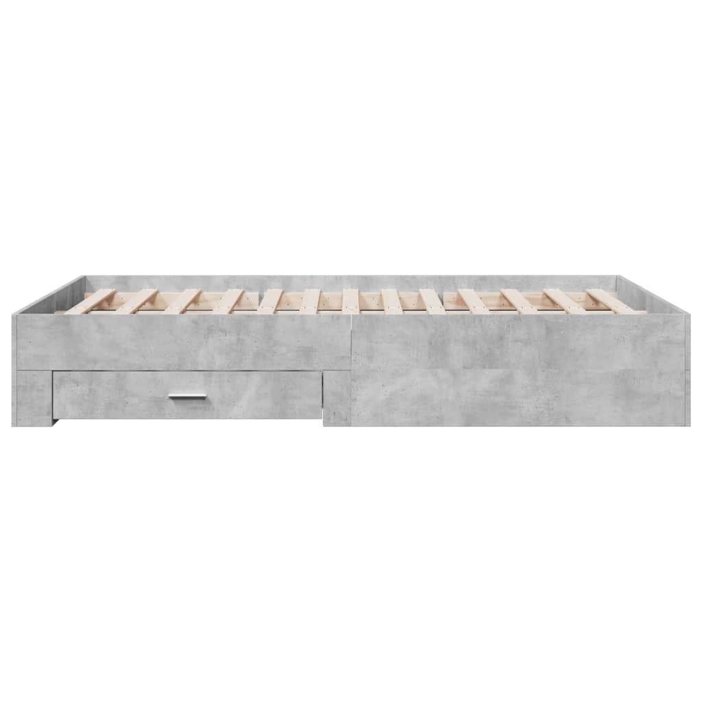 Bed Frame with Drawers without Mattress Concrete Grey 120x190 cm Small Double