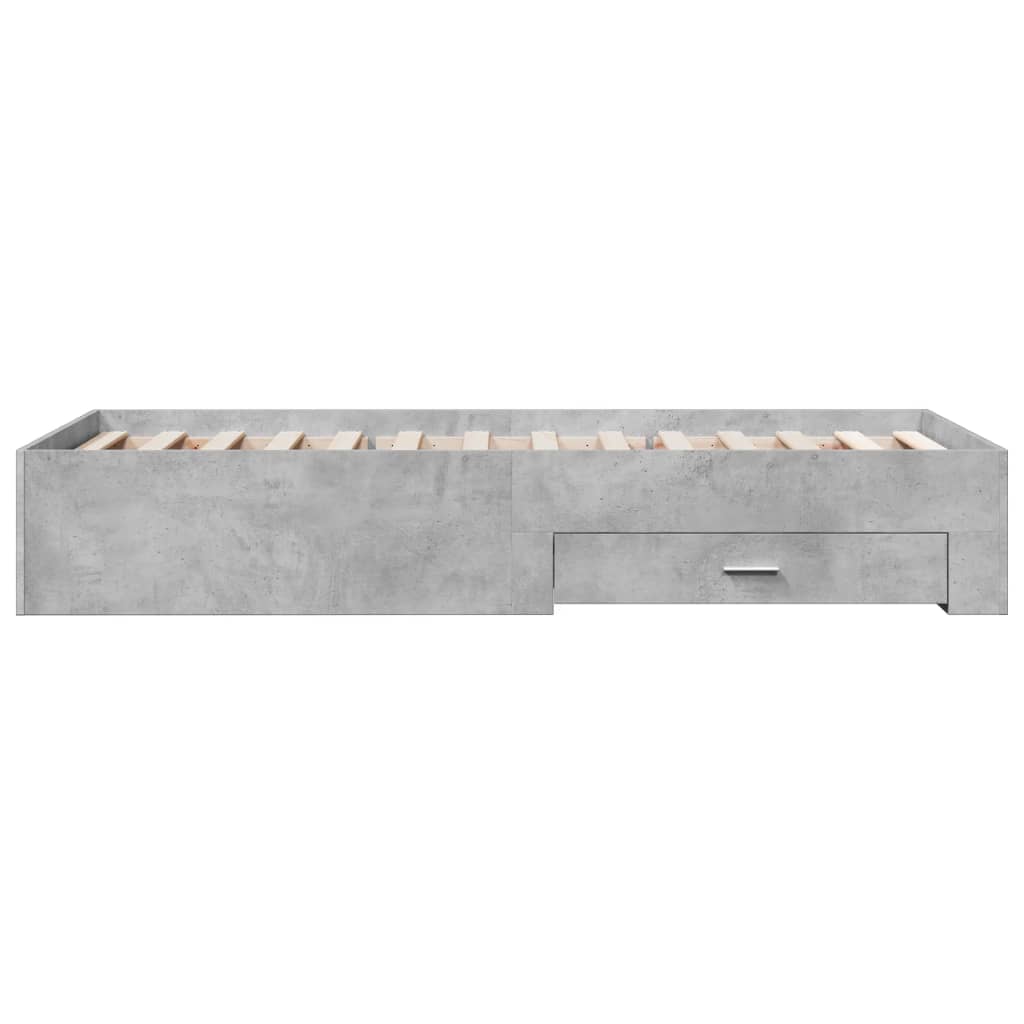 Bed Frame with Drawers without Mattress Concrete Grey 100x200 cm