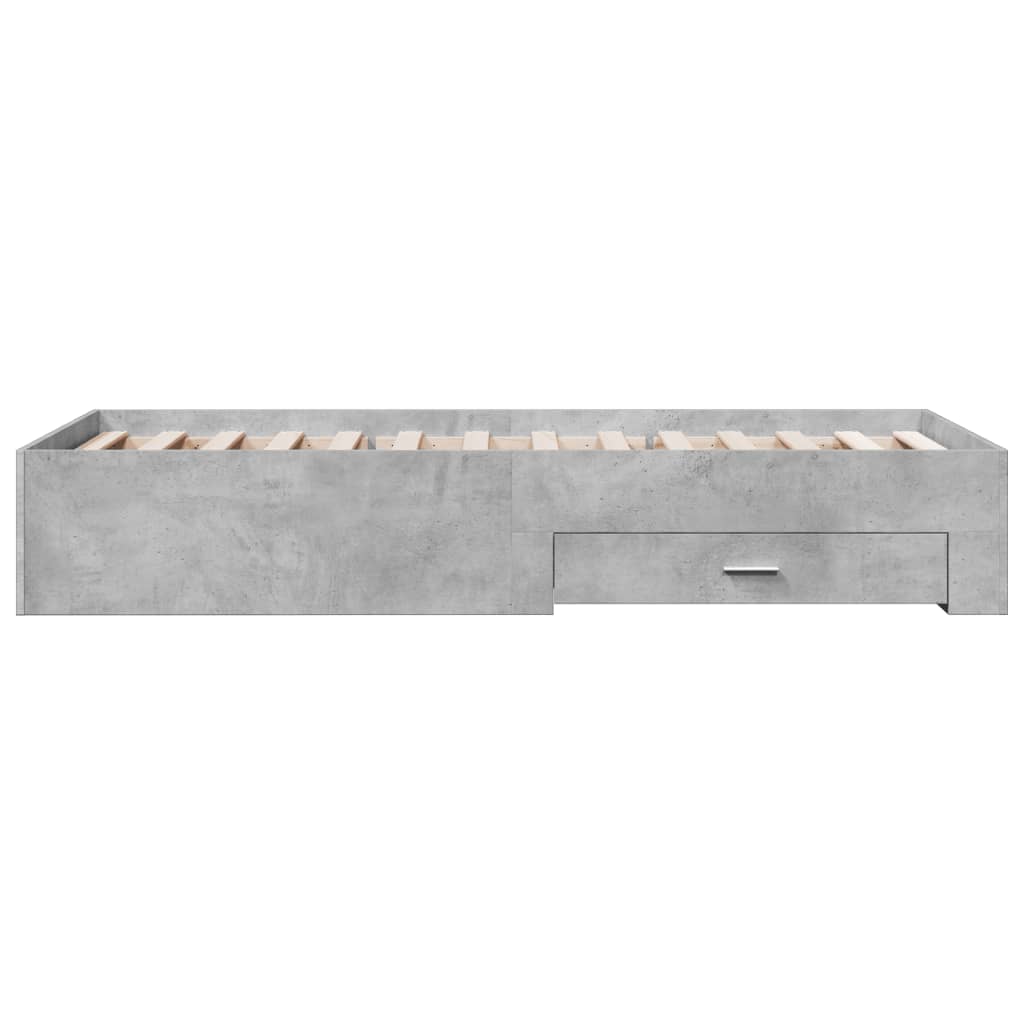 Bed Frame with Drawers without Mattress Concrete Grey 90x200 cm