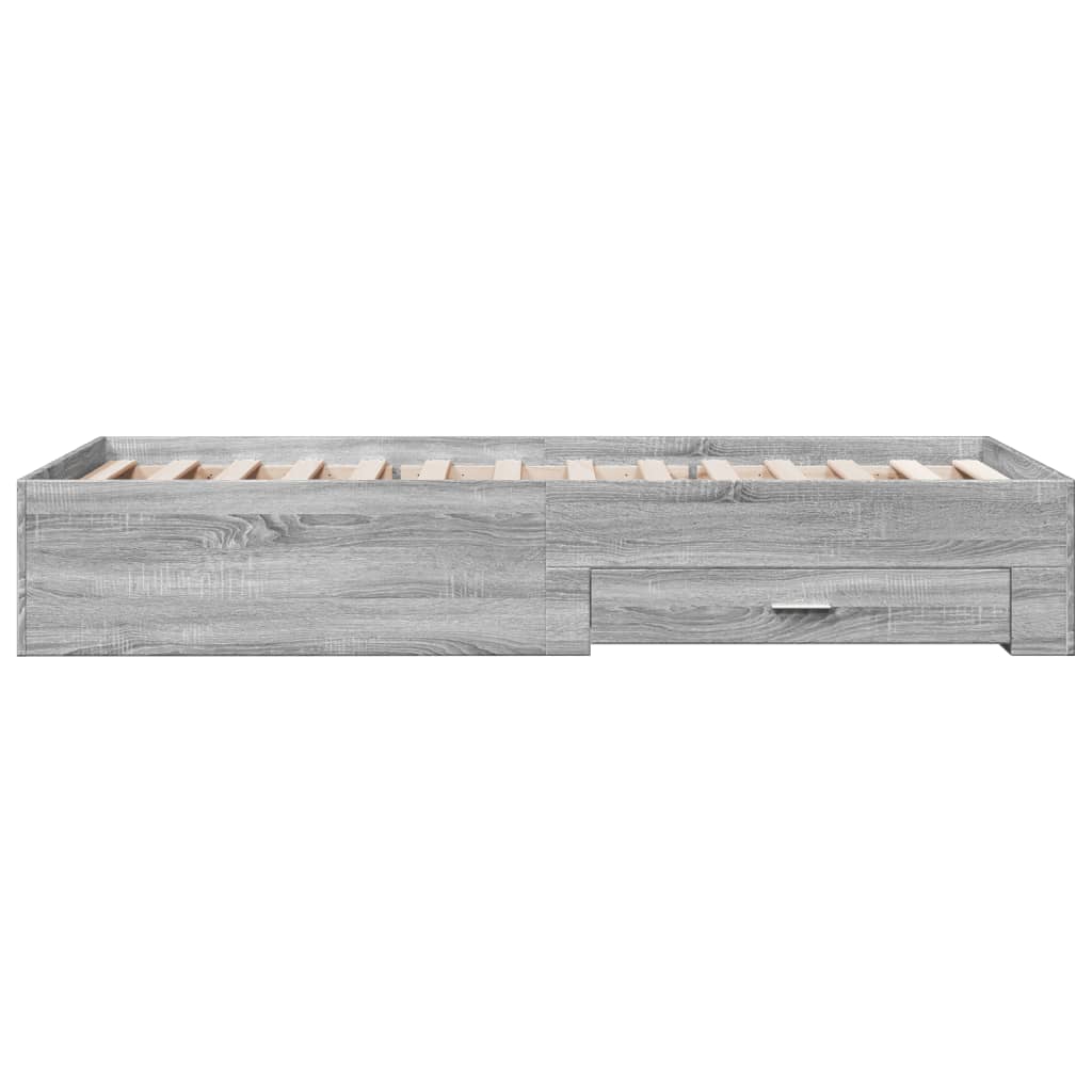 Bed Frame with Drawers without Mattress Grey Sonoma 90x200 cm