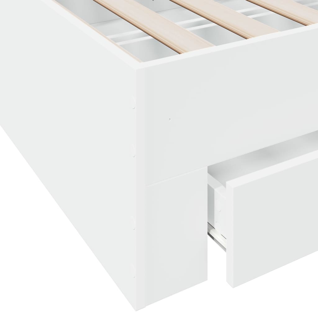 Bed Frame with Drawers without Mattress White 75x190 cm Small Single