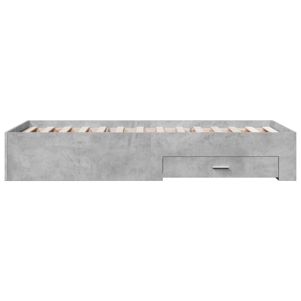Bed Frame with Drawers without Mattress Concrete Grey 75x190 cm Small Single