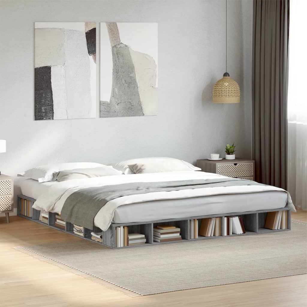 Bed Frame without Mattress Grey Sonoma 180x200 cm Super King