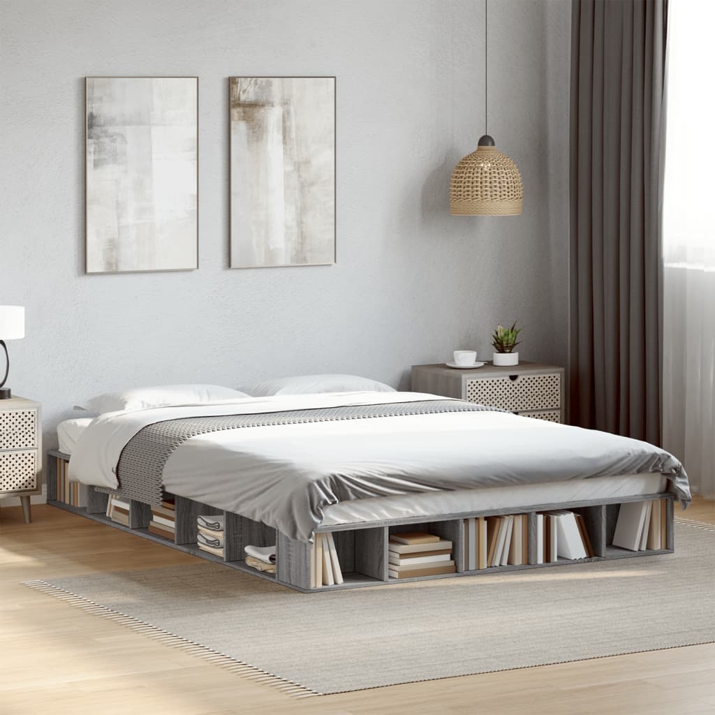 Bed Frame without Mattress Grey Sonoma 160x200 cm