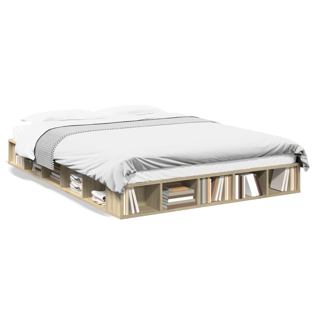 Bed Frame without Mattress Sonoma Oak 140x200 cm