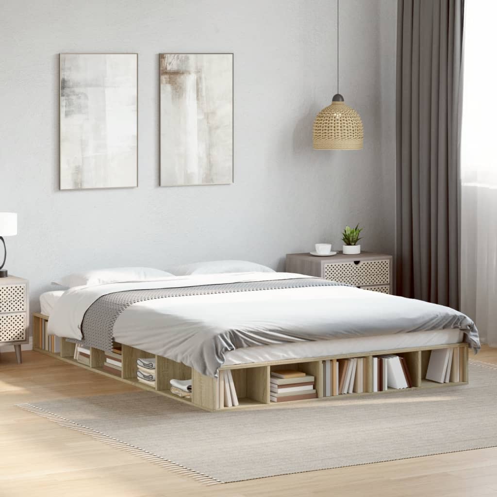 Bed Frame without Mattress Sonoma Oak 140x200 cm