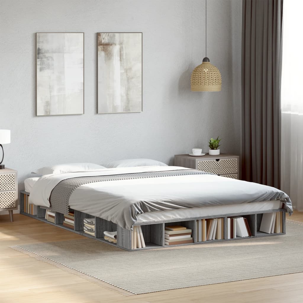 Bed Frame without Mattress Grey Sonoma 140x200 cm