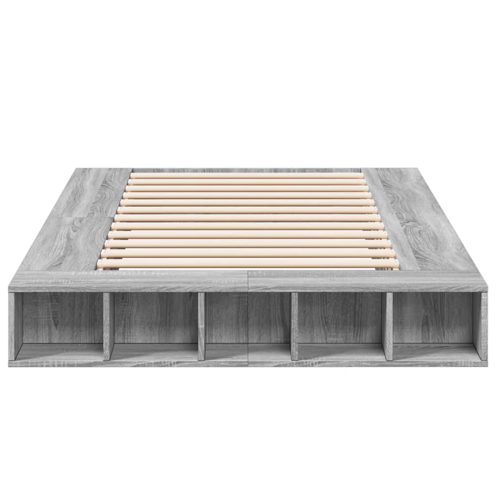 Bed Frame without Mattress Grey Sonoma 140x190 cm