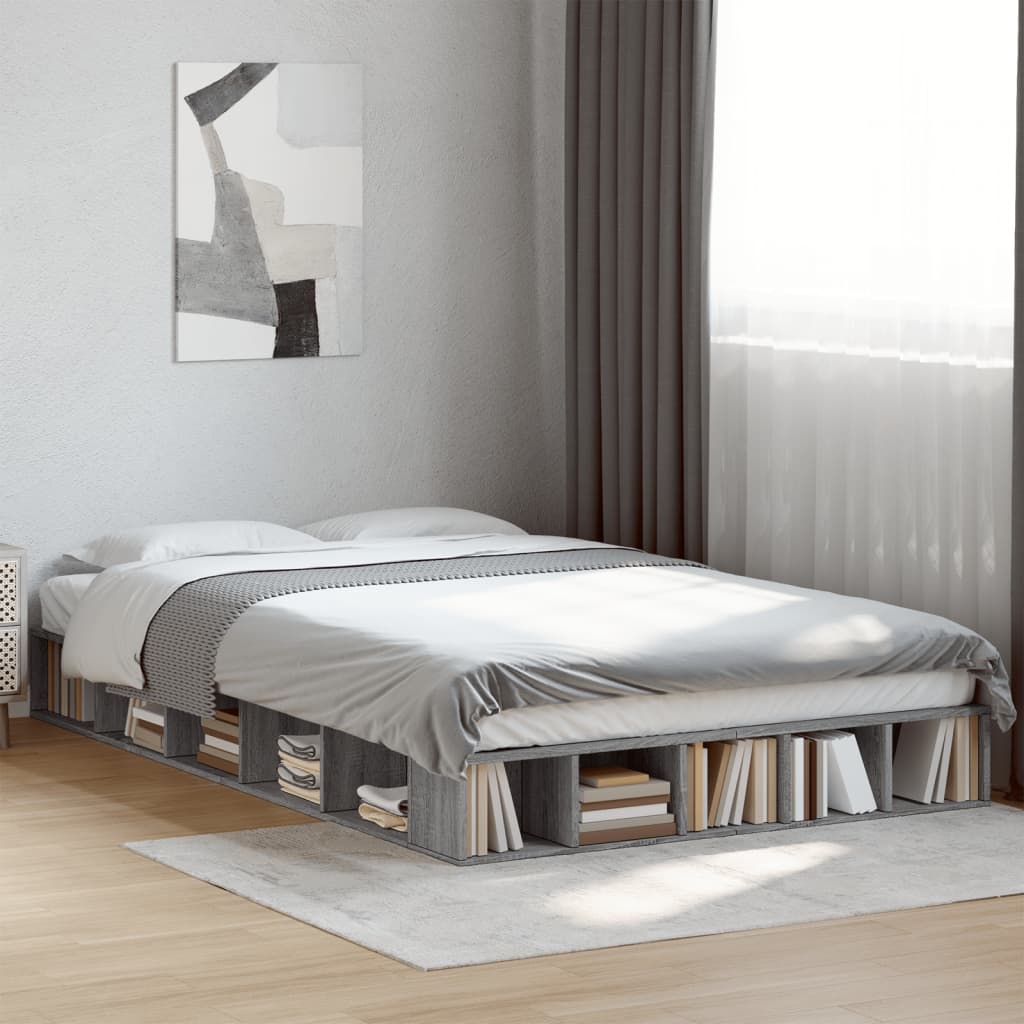 Bed Frame without Mattress Grey Sonoma 140x190 cm