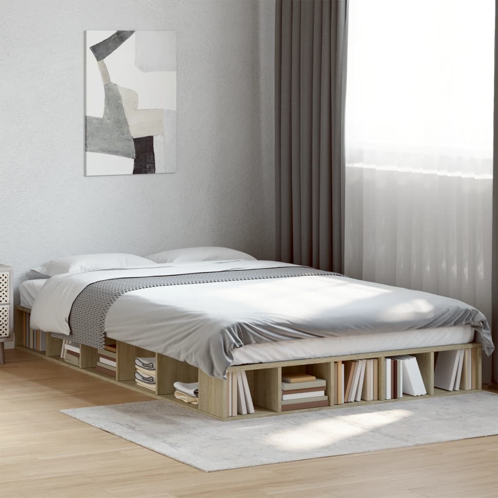 Bed Frame without Mattress Sonoma Oak 135x190 cm Double
